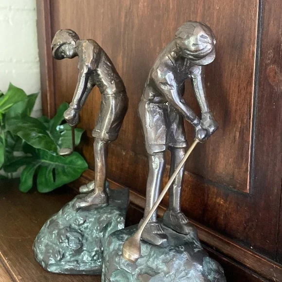 Cast‎ metal bookends golfers